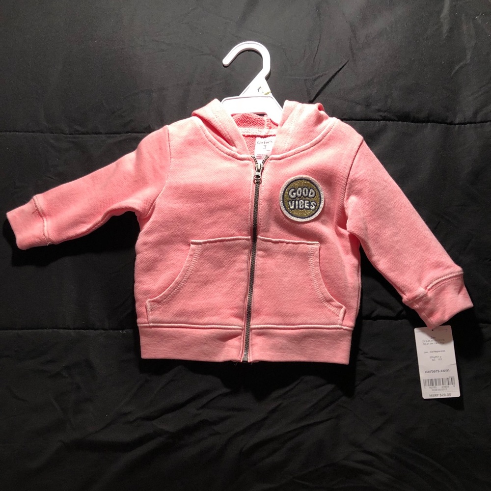 0-3 M Sweater with hood & pockets Good vibes logo